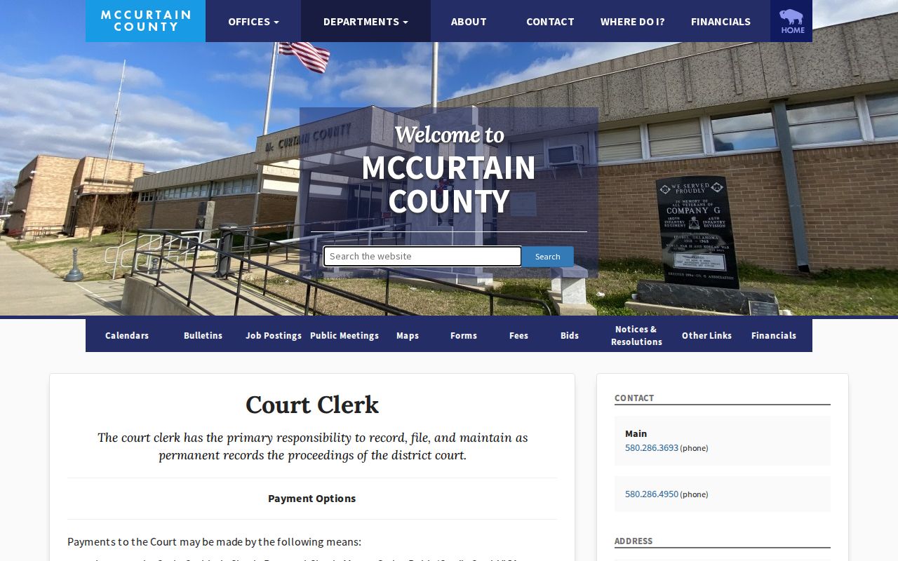 McCurtain County accepted payment options for municipal court records