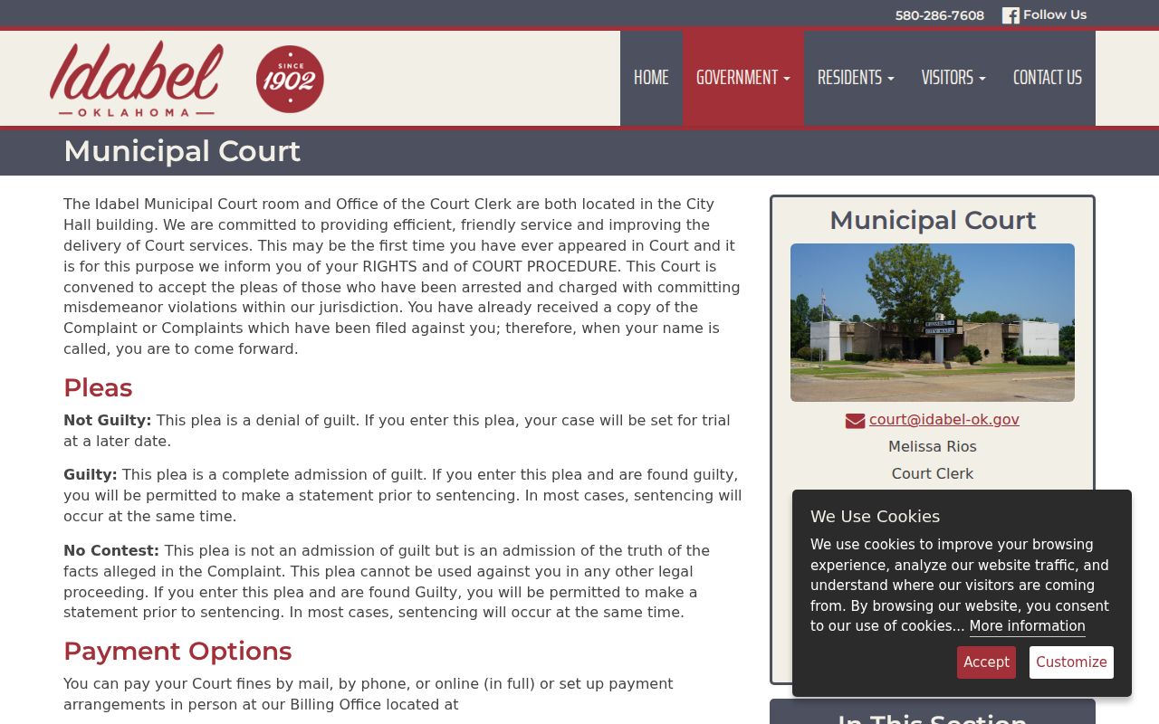 Idabel City Hall and municipal court for warrant records