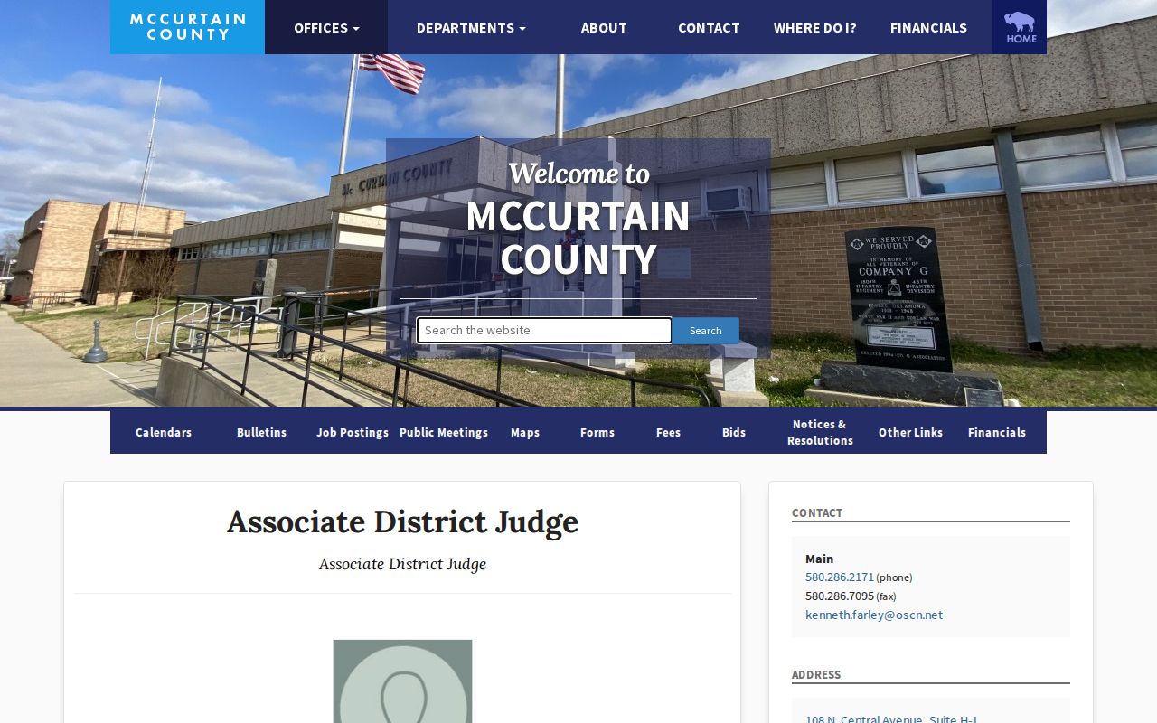 McCurtain County associate judge office for bench warrant process