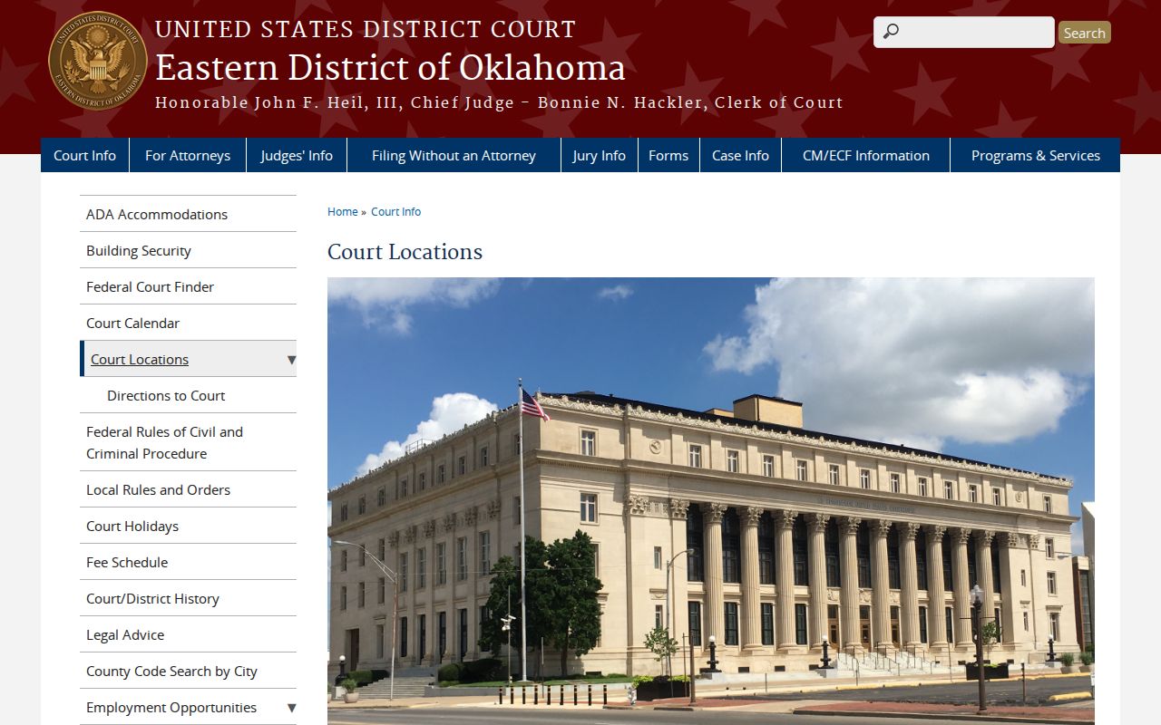 Eastern District of Oklahoma federal court location for McCurtain warrant research