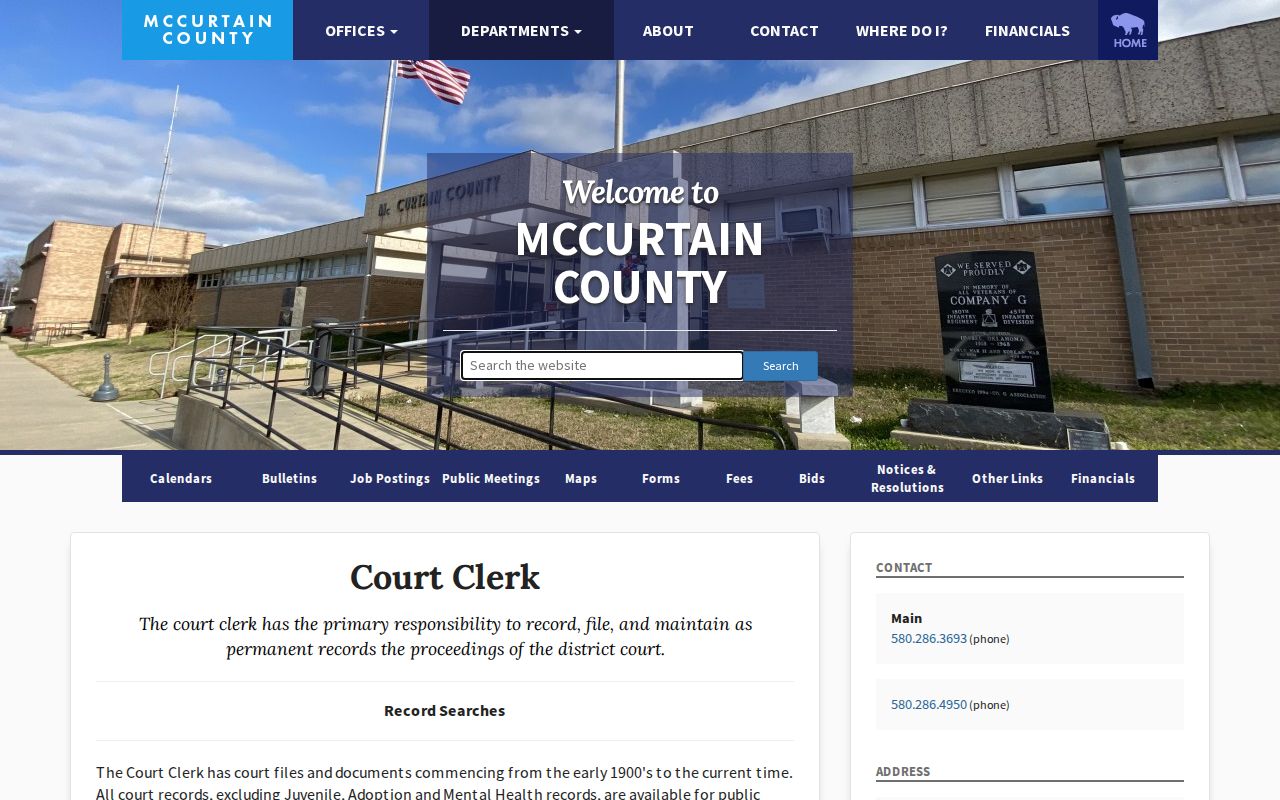 McCurtain County record request instructions for bench warrant records